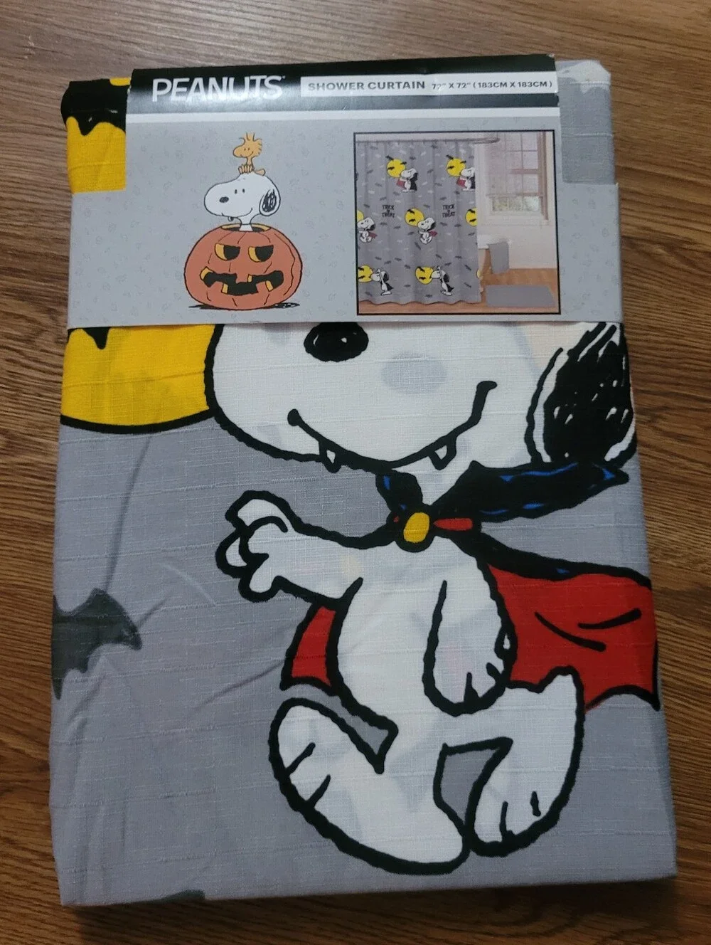 NWT Snoopy vampire shower curtain Halloween kids guest bath Peanuts